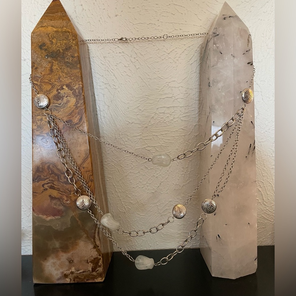 Elegant Silver Chain Necklace with White Accents